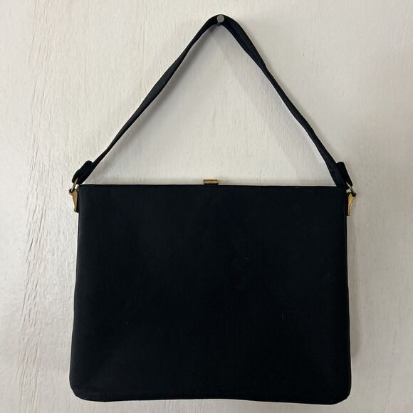 Vintage Black Satin Evening Bag Purse L&M Spot-Lite Exclusive USA W/ Coin Purse - Picture 2 of 15